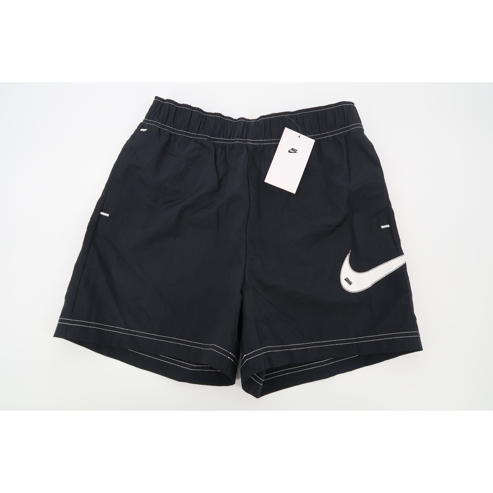 Nike Women's Swoosh Woven Easy Shorts High Rise Black Size Small DM6752-010 New